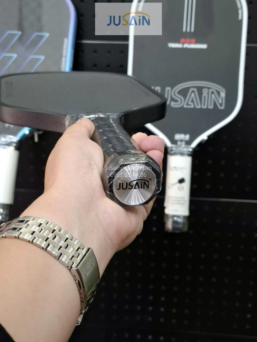 Vợt Pickleball Jusain Gatling JSRG-51X203 Gen 5 Black Honeycomb Carbon T800 16mm - Full Black