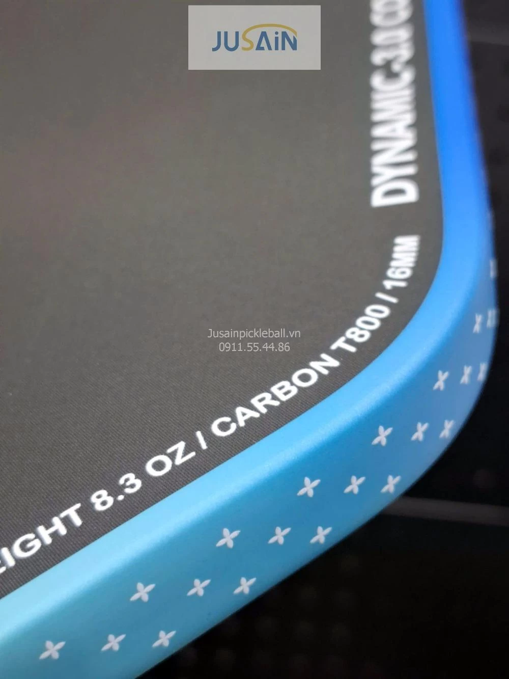 Vợt Pickleball Jusain Gatling JSRG-51X205 Gen 5 Black Honeycomb Carbon T800 16mm - Aurora Blue