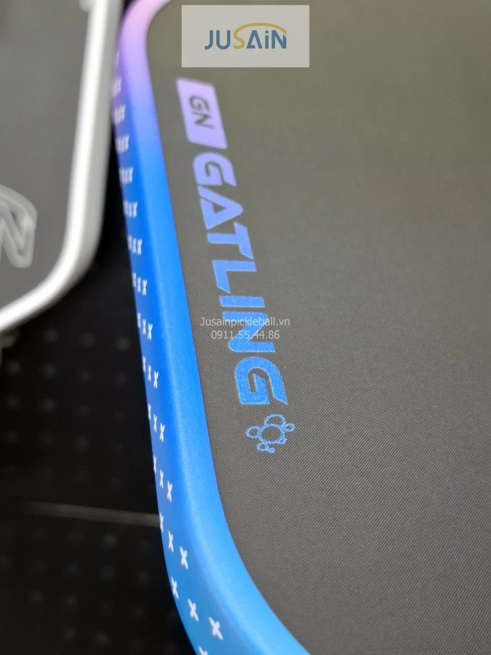 Vợt Pickleball Jusain Gatling JSRG-51X205 Gen 5 Black Honeycomb Carbon T800 16mm - Aurora Blue