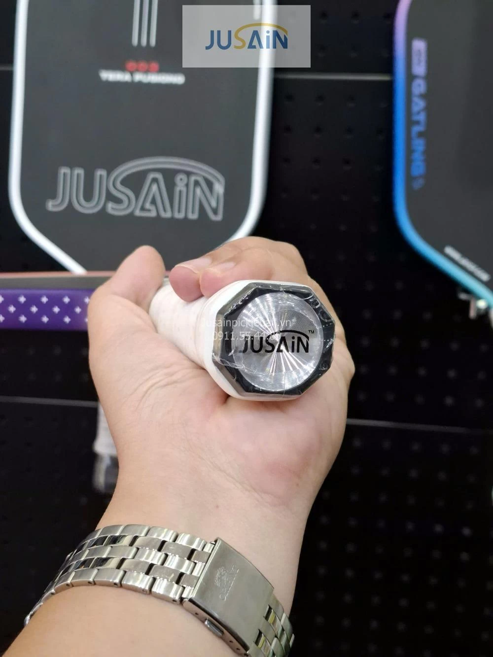 Vợt Pickleball Jusain Gatling JSRG-51X207 Gen 5 Black Honeycomb Carbon T800 16mm - Sunset Pink