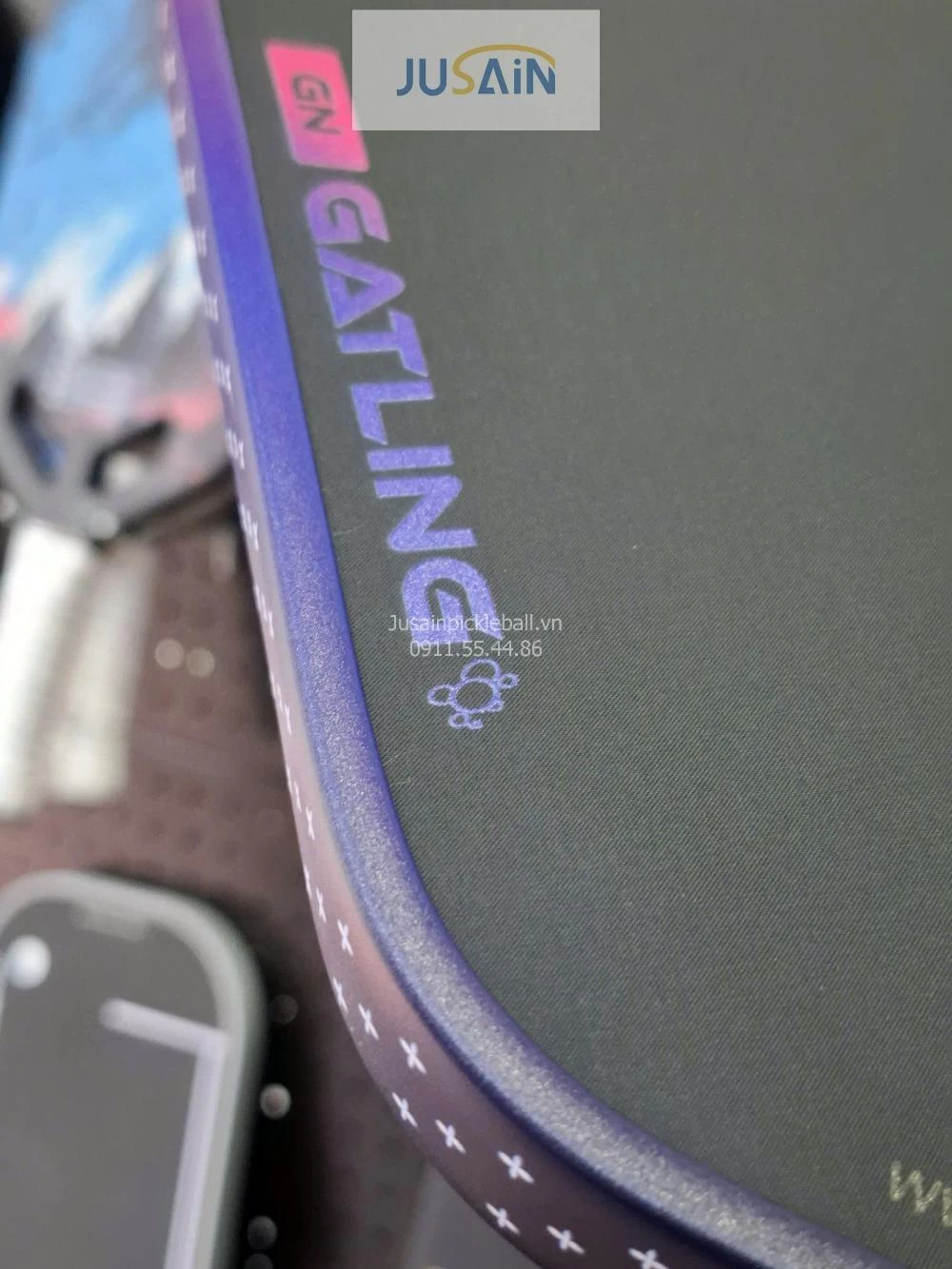 Vợt Pickleball Jusain Gatling JSRG-51X208 Gen 5 Black Honeycomb Carbon T800 16mm - Neon Pink