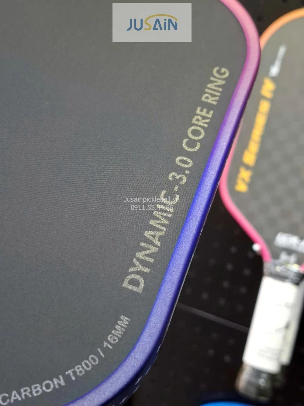 Vợt Pickleball Jusain Gatling JSRG-51X208 Gen 5 Black Honeycomb Carbon T800 16mm - Neon Pink