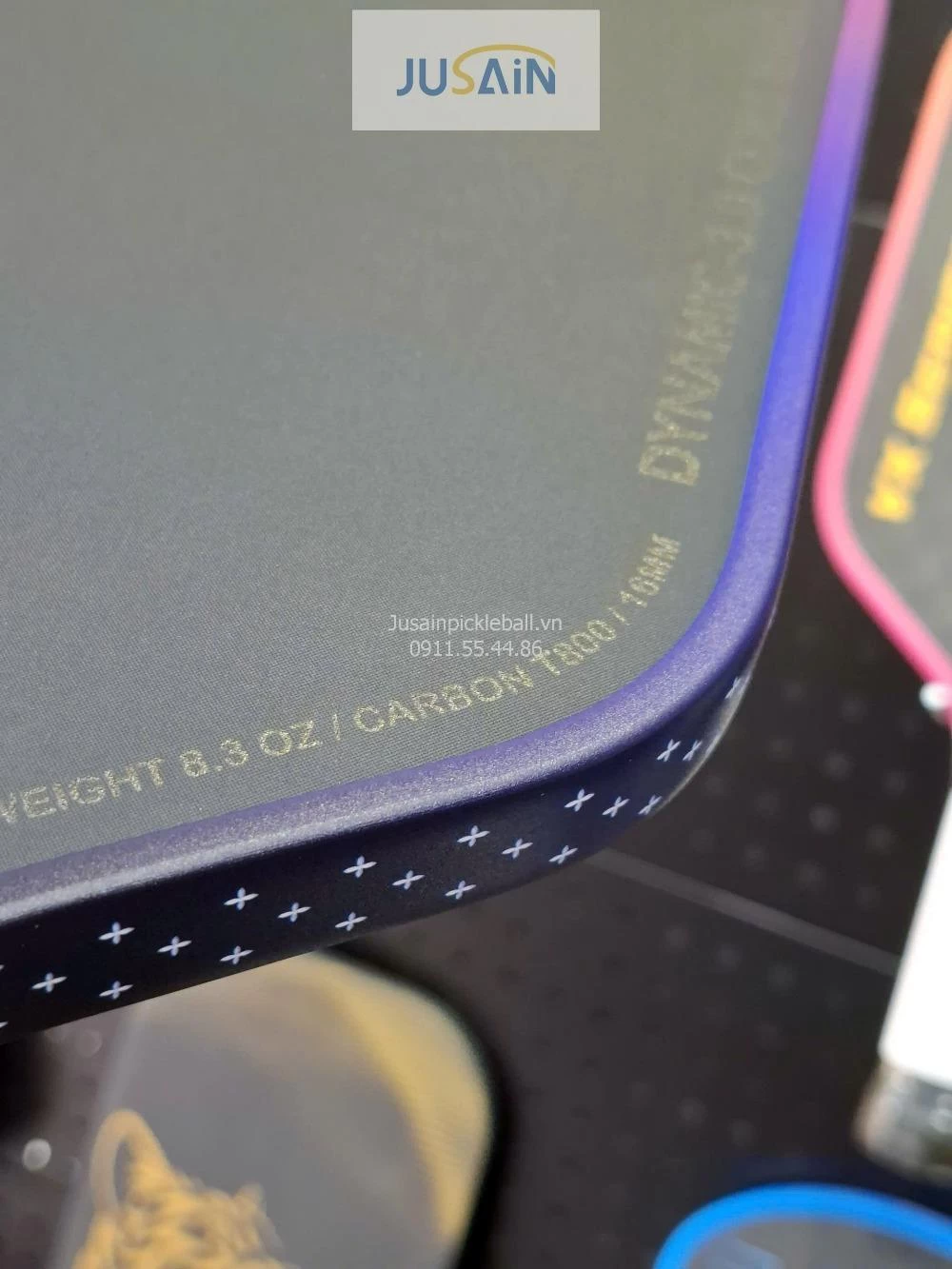 Vợt Pickleball Jusain Gatling JSRG-51X208 Gen 5 Black Honeycomb Carbon T800 16mm - Neon Pink