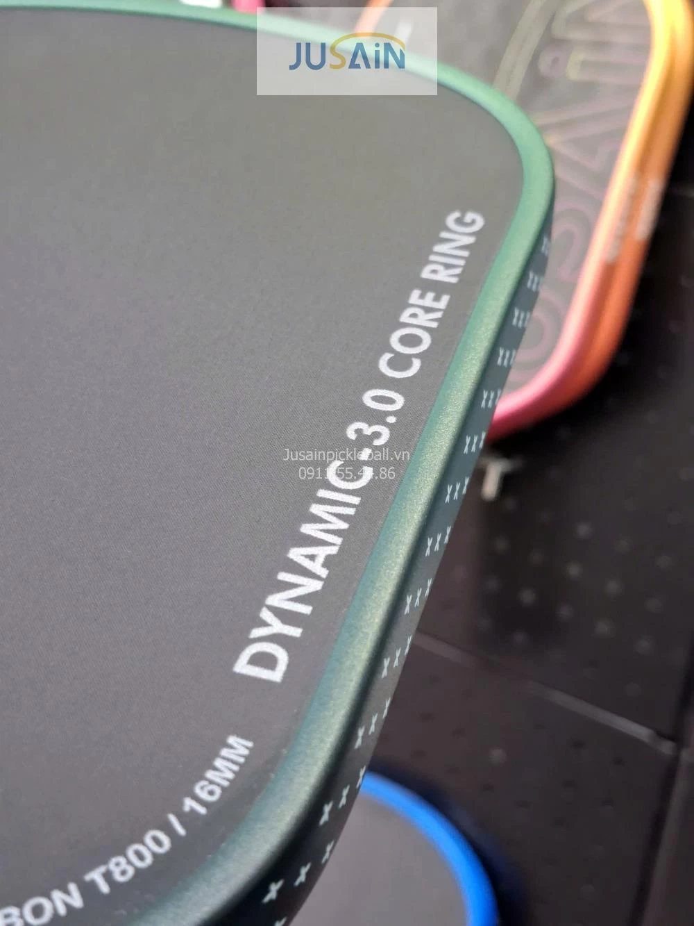 Vợt Pickleball Jusain Gatling JSRG-51X204 Gen 5 Black Honeycomb Carbon T800 16mm - Emerald Green