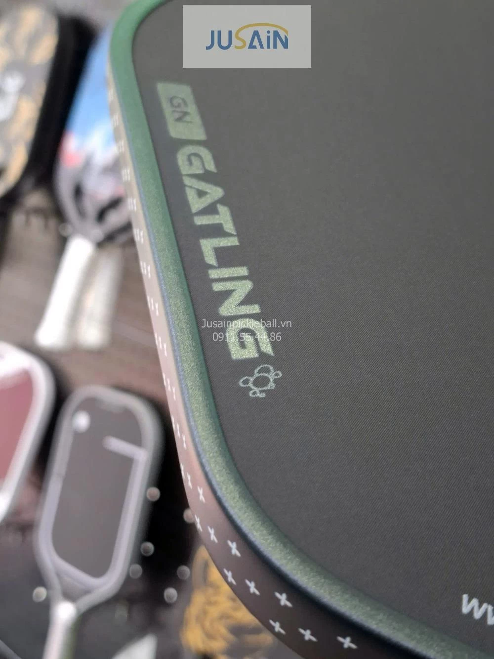 Vợt Pickleball Jusain Gatling JSRG-51X204 Gen 5 Black Honeycomb Carbon T800 16mm - Emerald Green